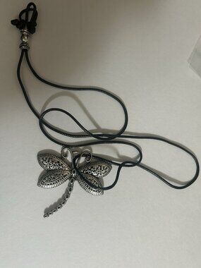 Dragonfly Necklace Charm With Long Cord Necklace Unique Celtic Mythical Charm